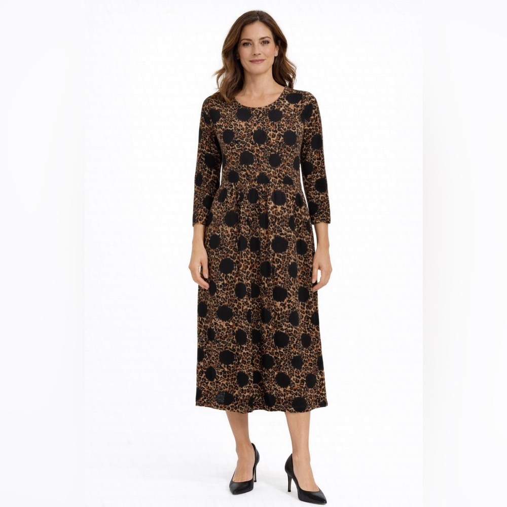 MASAI Elegant Leopard Print Midi Dress NWT